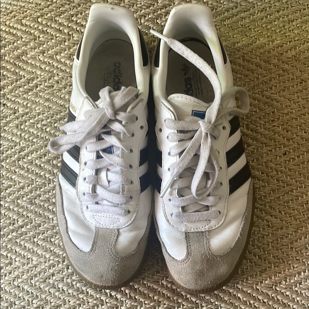 Adidas Samba White and Black Classic Sneakers (womens size 7)